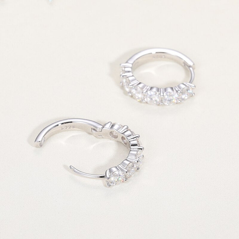 2/3/4mm 925 Sterling Silver VVS1 Moissanite Hoop Earrings