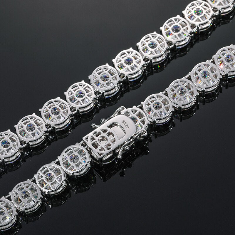 10mm VVS1 Moissanite Tennis Chain Necklace 925 Sterling Silver