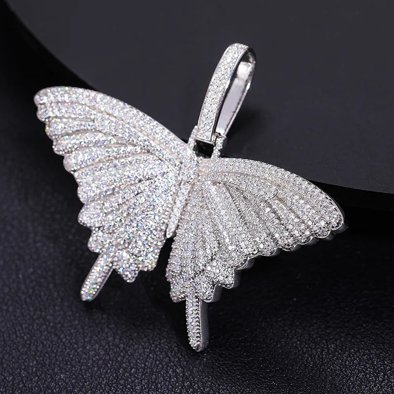 VVS1 Moissanite Butterfly Pendant – 925 Sterling Silver