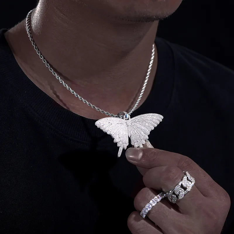 VVS1 Moissanite Butterfly Pendant – 925 Sterling Silver