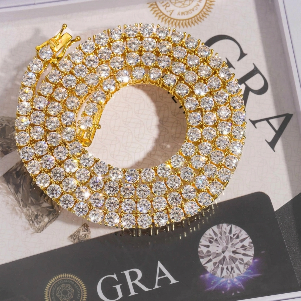 VVS1 Moissanite Tennis Chain & Bracelet | 925 Sterling Silver | GRA Certified | Passes Diamond Tester