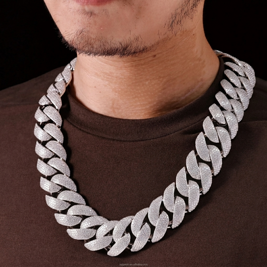 VVS1 Moissanite Cuban Link Chain 13mm–22mm | 925 Sterling Silver | GRA Certified | Passes Diamond Tester