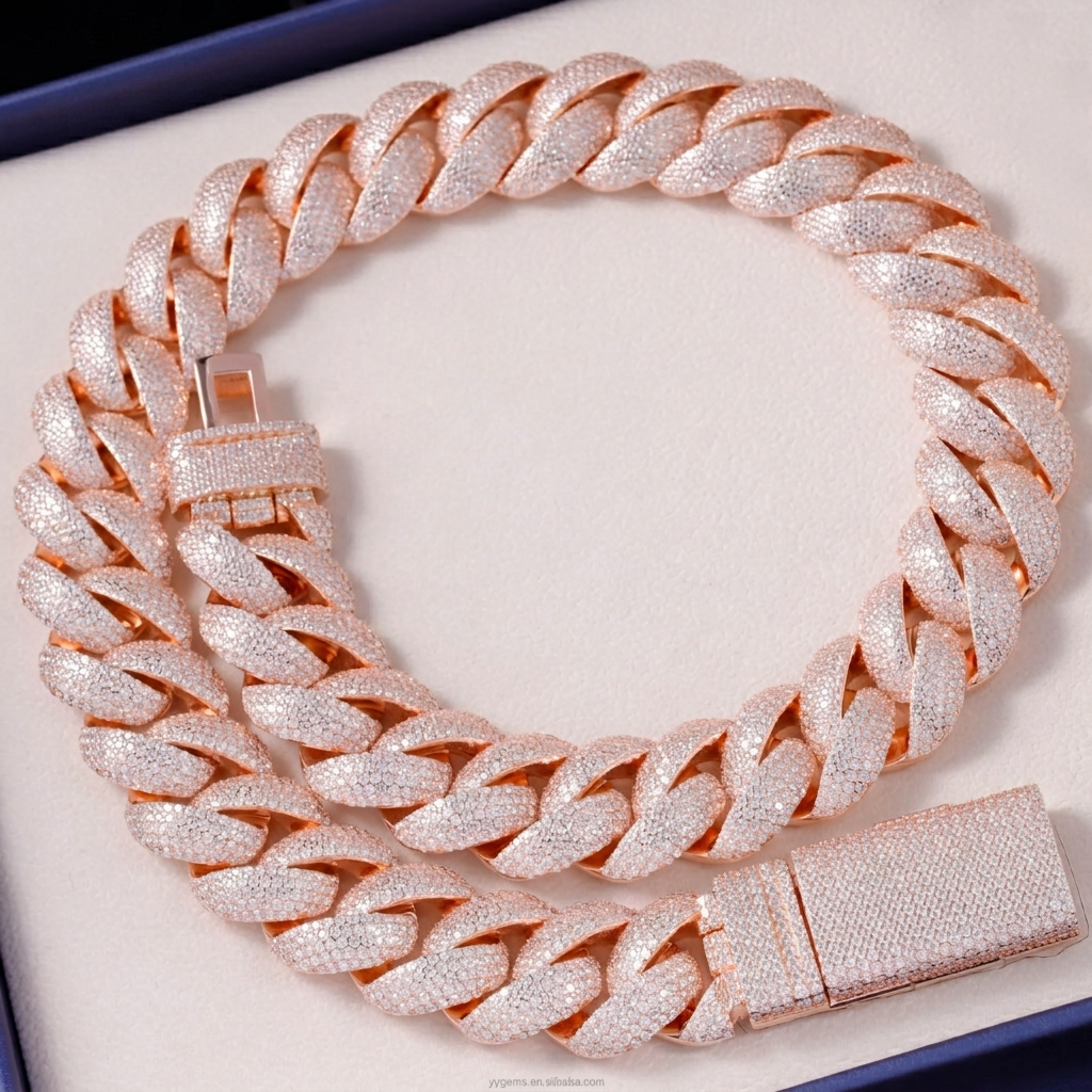 VVS1 Moissanite Cuban Link Chain 13mm–22mm | 925 Sterling Silver | GRA Certified | Passes Diamond Tester