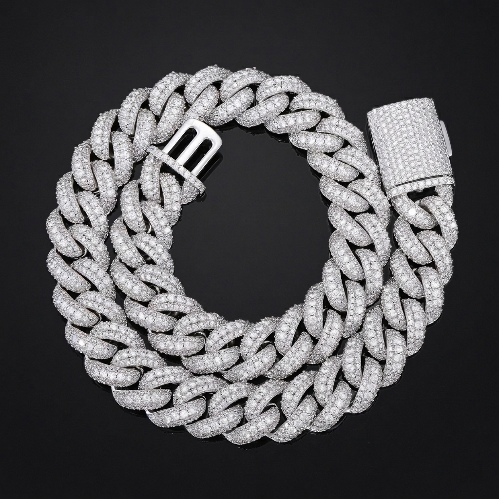 Buss Down Bubble Cuban Link Chain | VVS1 Moissanite Iced Out Necklace | Passes Diamond Tester | GRA Certified