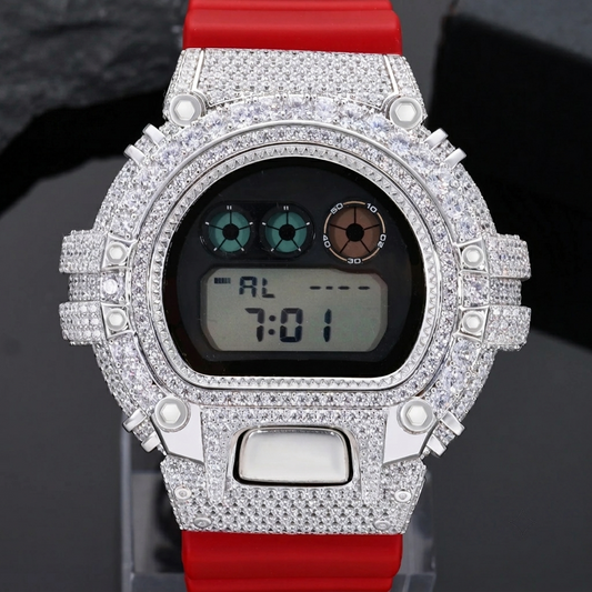 DW6900 G-Shock Buss Down VVS Moissanite Diamond Screw Watch Bezel | Passes Diamond Tester